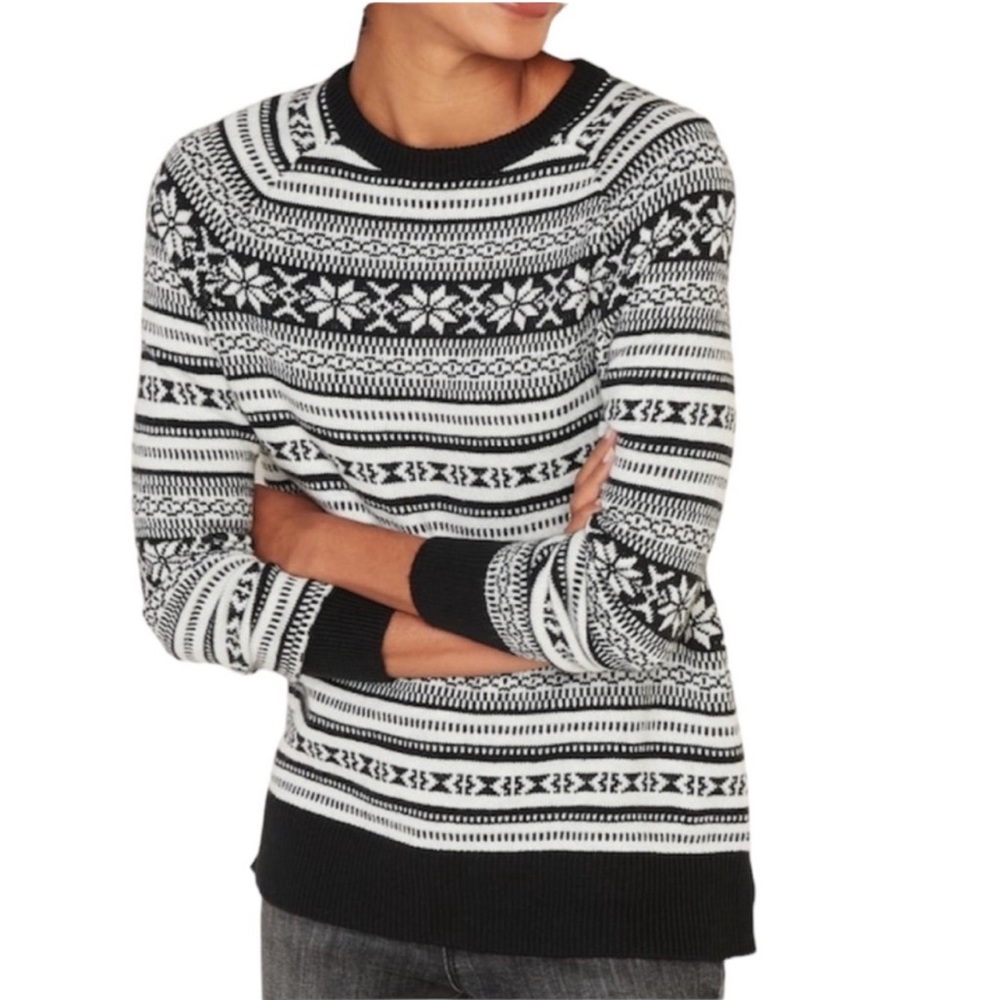 Old Navy • Black & White Fairisle Pullover Sweater Size Large